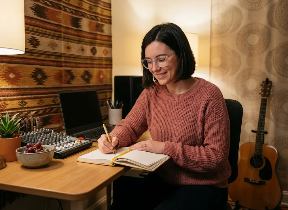 Diseñadora creativa protegiendo su marca