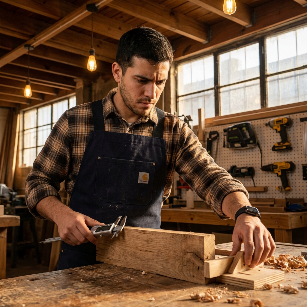 Carpintero argentino trabajando en su taller
