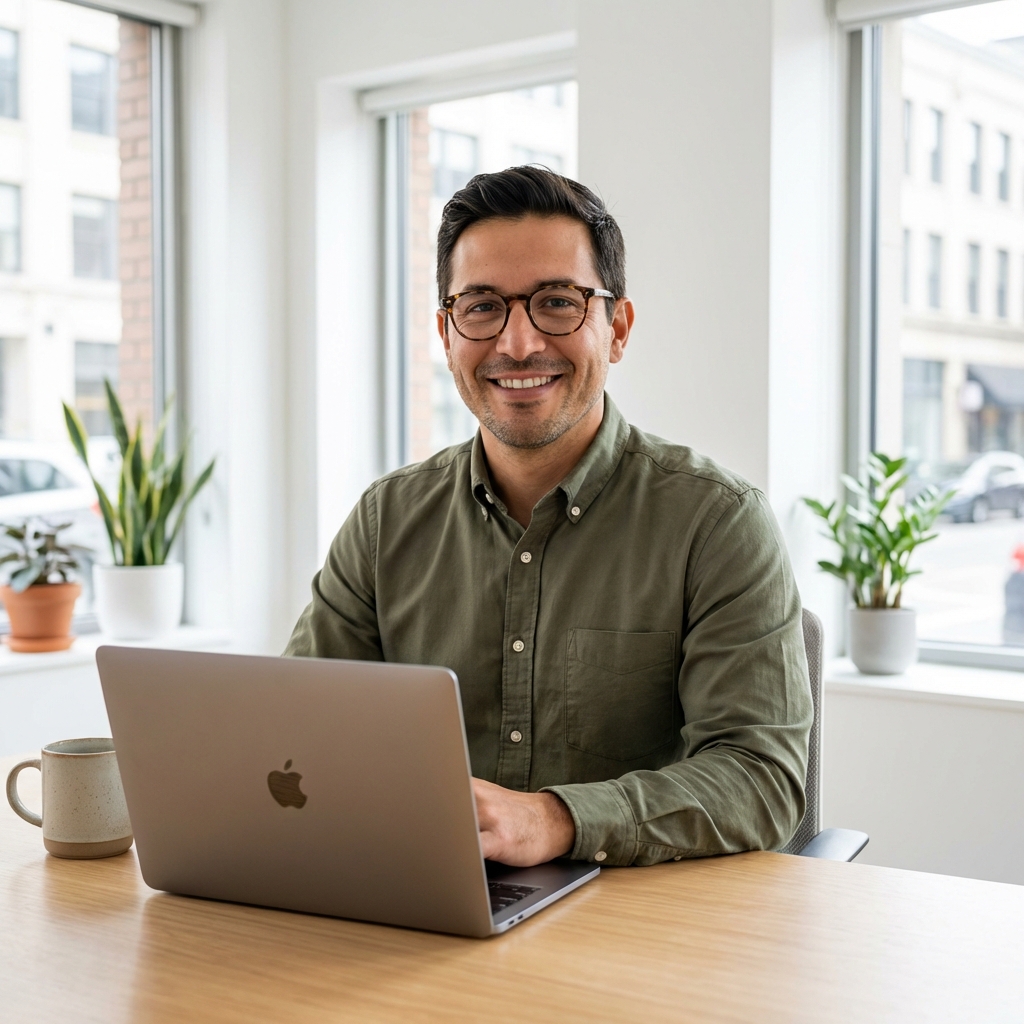 Emprendedor satisfecho con servicios de agente registrado